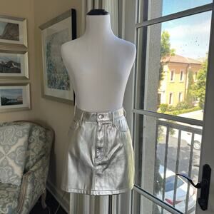 Abercrombie & Fitch Metallic Silver Vegan Leather Mini Skirt Size 2/ 26W NWOT